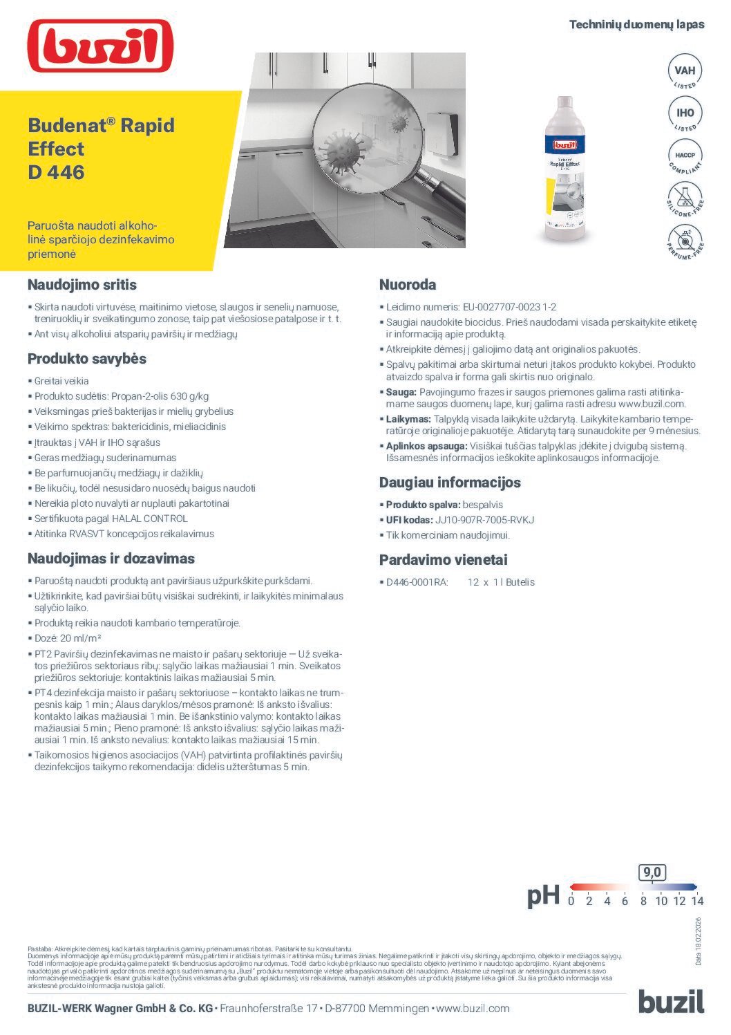 Budenat® Rapid Effect D 446 - dezinfekavimo priemonė - Image 2